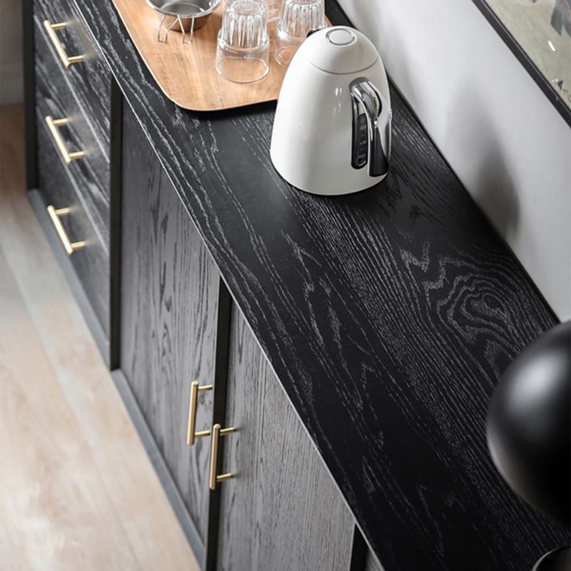 Black Buffet Server with Drawers Pine Solid Wood Dining Server Clearhalo 'buffet_sideboard' 'Buffets & Sideboards' 'furn' 'furn_buffet_sideboard' 'Furniture' 'Kitchen & Dining Furniture' 1200x1200_dd8fe039-50fe-40bc-a789-eef85a9b6980