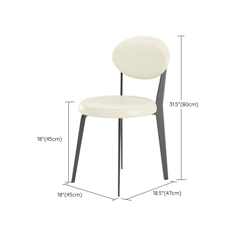 Moderne eenvoudige zijstoel gestoffeerde keuken eetkamerstoel met metalen basis
