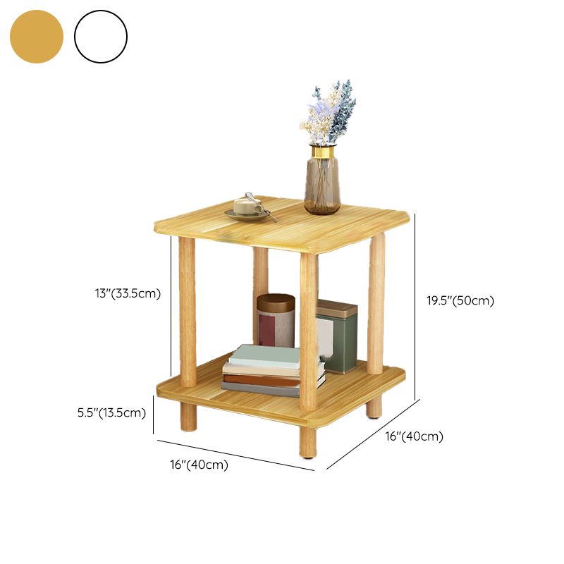 Madera de madera de 4 patas Fin de la mesa del extremo lateral moderno con estante
