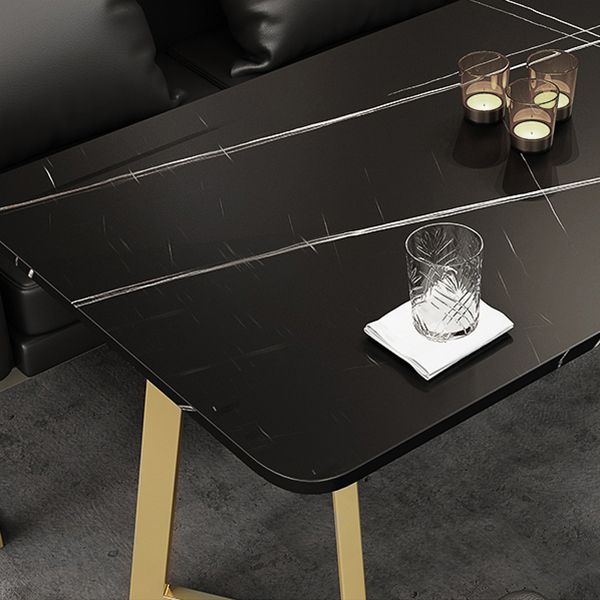 Industrial Style Sintered Stone Dinner Room Kitchen Table Black Table with Gold Frame Clearhalo ' dining_table' 'Dining Tables & Seating' 'Dining Tables' 'furn' 'furn_dining_table' 'Furniture' 'furniture_dining_table' 'Kitchen & Dining Furniture' 'kitchen&dining_furn' 'kitchen' 'kitchen_dining_table' 1200x1200_dd9292fc-8adc-42b8-a930-215057292782