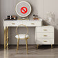 Wood and Metal Vanity Table in White/Grey Makeup Vanity Desk