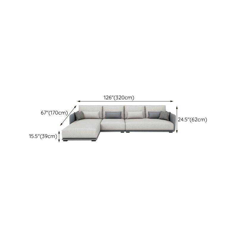 Modern White Pillows Square Arm Living Room Faux Leather Seating