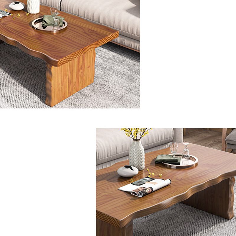 Table basse rectangulaire en bois massif, table basse luge marron foncé