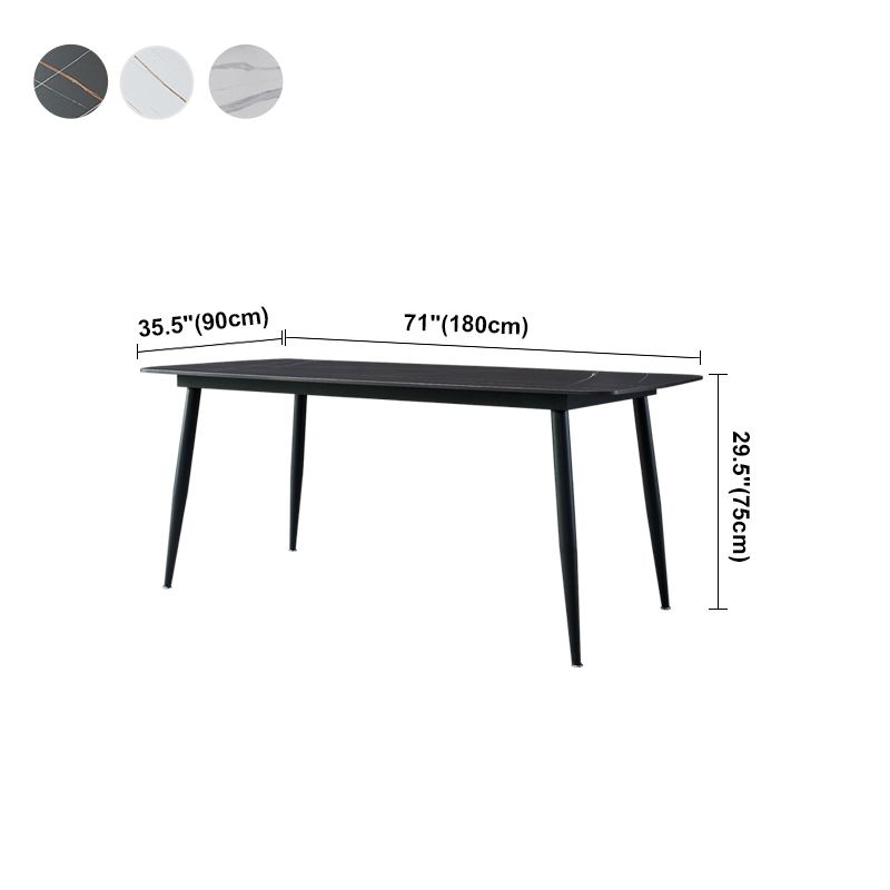Modern Style Dining Table Rectangle Sintered Stone 4 Legs Table with Black Frame Clearhalo ' dining_table' 'Dining Tables & Seating' 'Dining Tables' 'furn' 'furn_dining_table' 'Furniture' 'furniture_dining_table' 'Kitchen & Dining Furniture' 'kitchen&dining_furn' 'kitchen' 'kitchen_dining_table' 1200x1200_dd9578e8-c4aa-405c-913e-597d8cd842e9