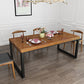 Solid Wood Top Dining Table Rectangle Pine Wood Table with Sled Base in Black