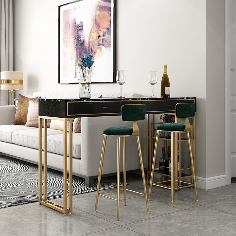 Glam Gold Metal Bar Height Pub Table Rectangle Sled Pub Height Dining Table Clearhalo 'Bar Furniture' 'Bar Tables' 'bar_tables' 'furn' 'furn_bar_tables' 'Furniture' 'furniture_bar_tables' 'Kitchen & Dining Furniture' 'kitchen&dining_furn' 'kitchen' 1200x1200_dd964ed6-a8a8-494c-b6f2-5ead3741a581
