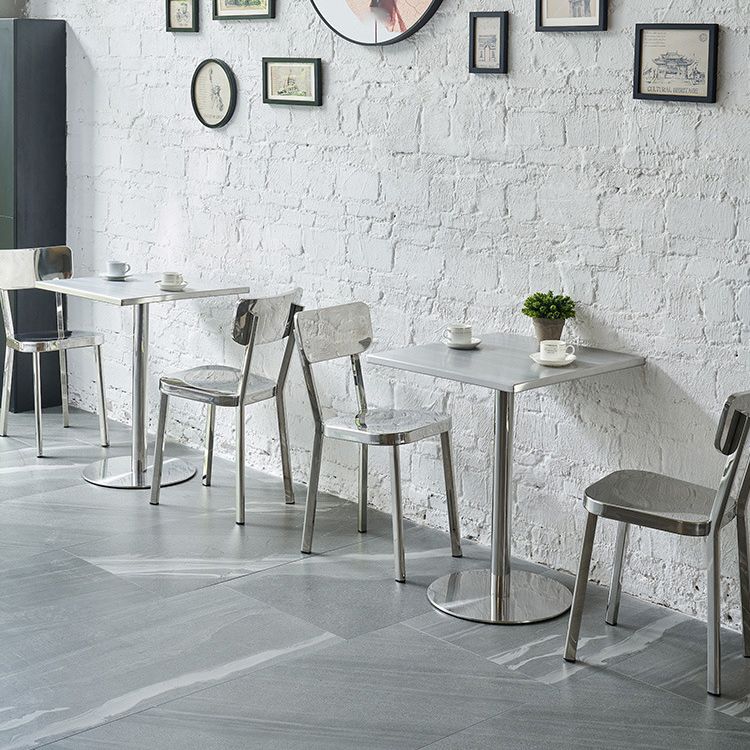 Industrial Dining Room Table Stainless Steel Table with Pedestal Table Clearhalo ' dining_table' 'Dining Tables & Seating' 'Dining Tables' 'furn' 'furn_dining_table' 'Furniture' 'furniture_dining_table' 'Kitchen & Dining Furniture' 'kitchen&dining_furn' 'kitchen' 'kitchen_dining_table' 1200x1200_dd97f161-8e89-4d48-a159-59a52470bdce