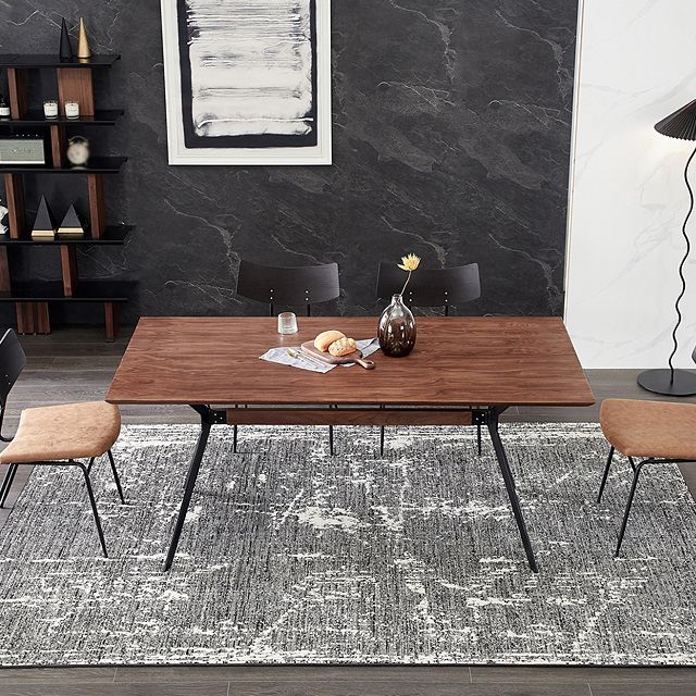 Industrial Style Solid Wood Dining Table Rectangle Table with Black Frame for Home Use Clearhalo ' dining_table' 'Dining Tables & Seating' 'Dining Tables' 'furn' 'furn_dining_table' 'Furniture' 'furniture_dining_table' 'Kitchen & Dining Furniture' 'kitchen&dining_furn' 'kitchen' 'kitchen_dining_table' 1200x1200_dd9935aa-aa27-49ca-b49d-9810c8ddeff5