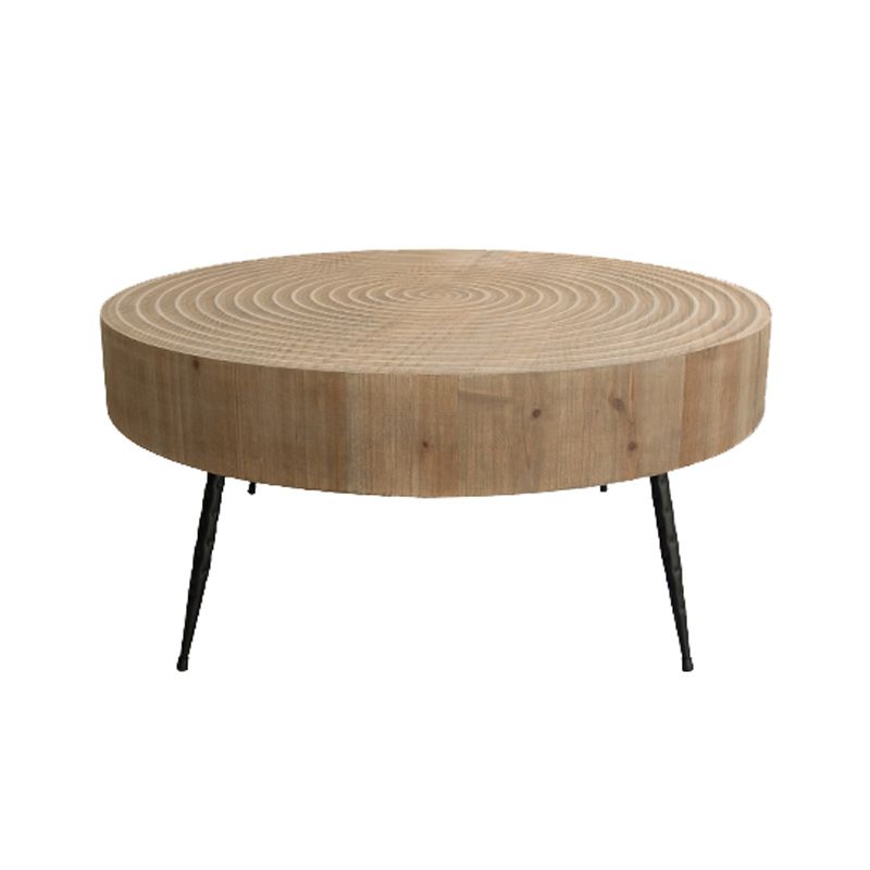 Round Sold Wooden Coffee Table with Black Base and Brone Top Clearhalo 'Coffee & Accent Tables' 'Coffee Tables' 'coffee_tables' 'furn' 'furn_coffee_tables' 'Furniture' 'Living Room Furniture' 1200x1200_dd9a3b97-1d9d-495b-9900-9314a77e3e47