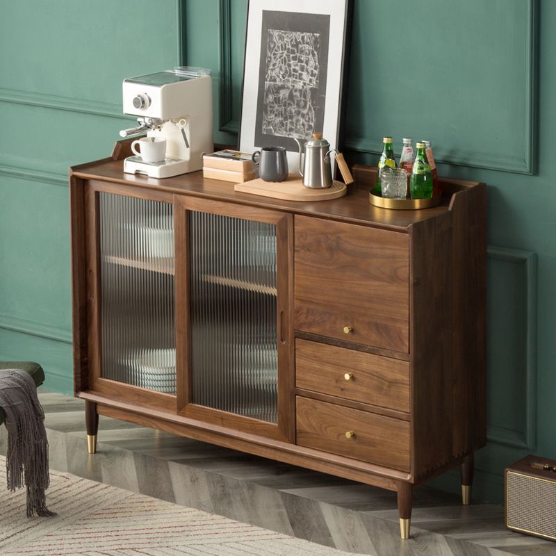 Puertas de vidrio modernas Gabinete de lado de madera maciza con gabinetes y cajones