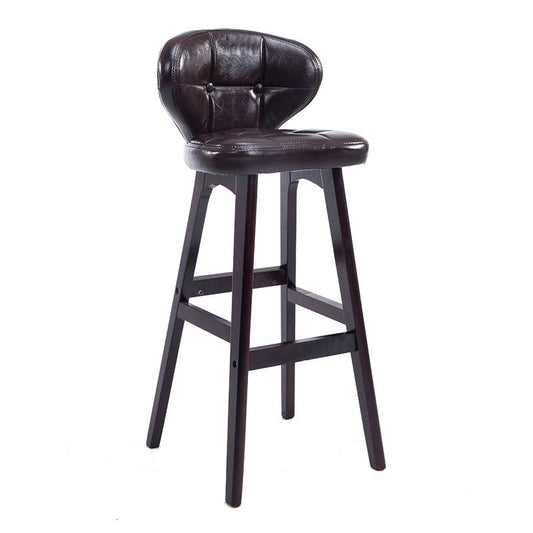 Modern Armless Backrest Counter Stool Wood Study Bar Stool with Leather Cushion and Pedal Clearhalo 'Bar Furniture' 'Bar Stools' 'bar_stools' 'furn' 'furn_bar_stools' 'furniture_bar_stools' 'Kitchen & Dining Furniture' 'kitchen&dining_furn' 'kitchen' 'kitchen_furn' Furniture' 1200x1200_dd9c4993-9267-464e-8bd0-26e53f5242ff