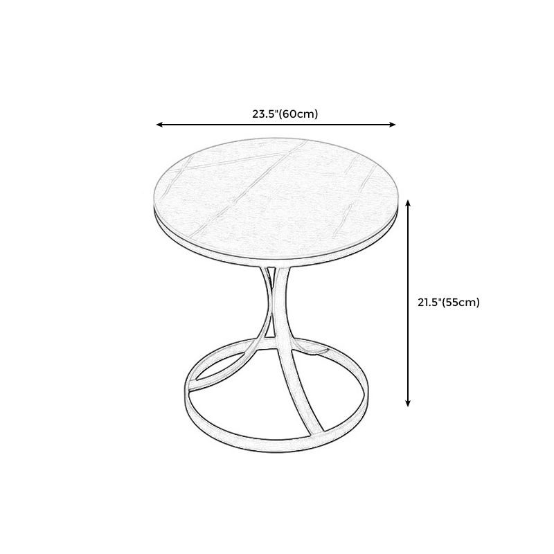 21.6"H Single Leg Metal Base Solid Color Slate Round Coffee Table