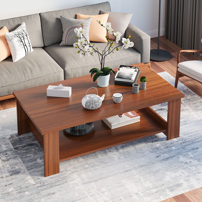 Rectangular Wooden 4 Legs Coffee Cocktail Table with Storage Shelf Clearhalo 'Coffee & Accent Tables' 'Coffee Tables' 'coffee_tables' 'furn' 'furn_coffee_tables' 'Furniture' 'Living Room Furniture' 1200x1200_dd9eeb72-444e-4af3-a36f-1eb3825e5368