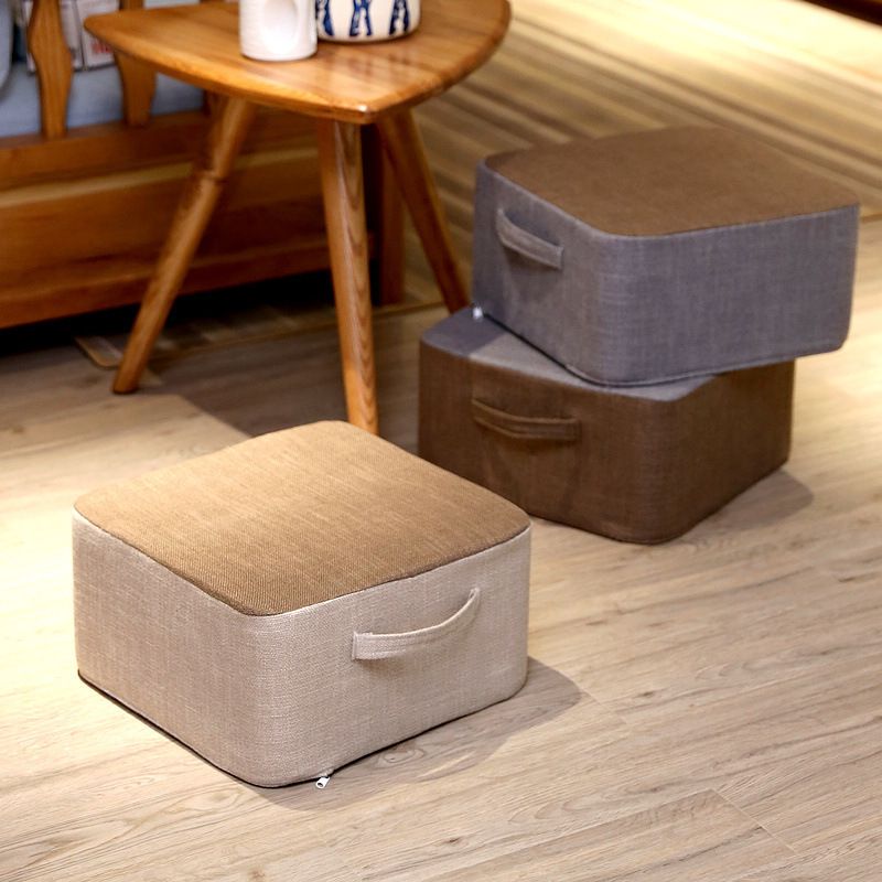 Casual Cotton Pouf Chair Contrast Color Square Upholstered Ottoman Stool Clearhalo 'furn' 'furn_ottomans_poufs' 'Furniture' 'Living Room Furniture' 'Ottomans & Poufs' 'ottomans_poufs' 1200x1200_dd9f0d99-a0f3-4c1b-be82-16831d83e9dd