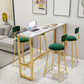Glam Rectangle Faux Marble Bistro Table Indoor Iron Bar Dining Table with Trestle Pedestal Clearhalo 'Bar Furniture' 'Bar Tables' 'bar_tables' 'furn' 'furn_bar_tables' 'Furniture' 'furniture_bar_tables' 'Kitchen & Dining Furniture' 1200x1200_dd9f0dc9-fd39-407e-a2af-a75ad413d570