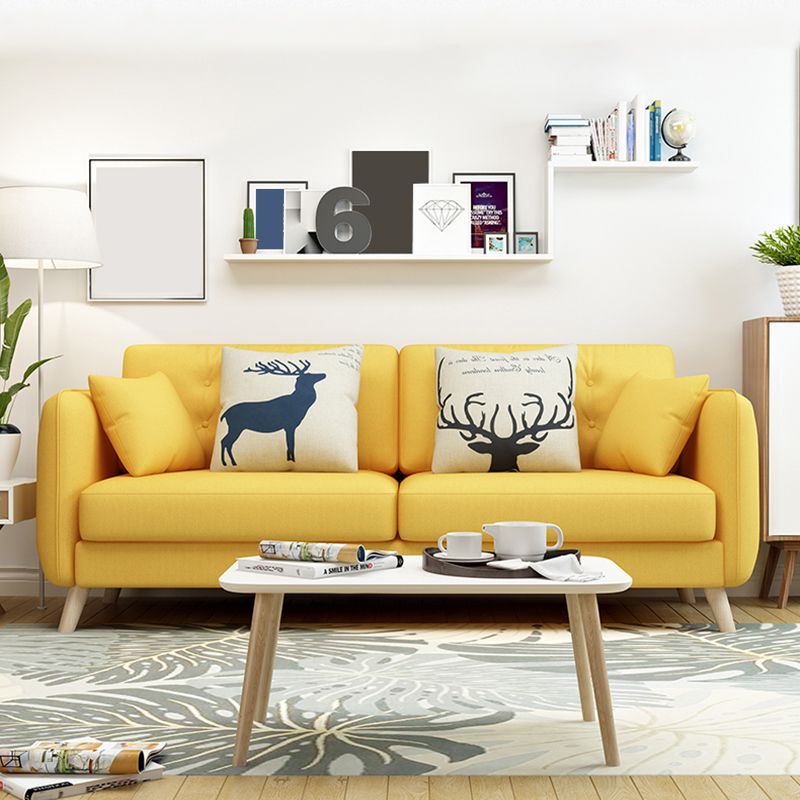 Modern Macaroon Square Arm Sofa 4 Wood Legs Cushions Sofa for Apartment Clearhalo 'furn' 'furn_sofas' 'Furniture' 'furniture_sofas' 'kitchen' 'kitchen_sofas' 'Living Room Furniture' 'Sofa' 'sofas' 1200x1200_dd9f751e-fbac-4bda-abe4-6d406eae87cf
