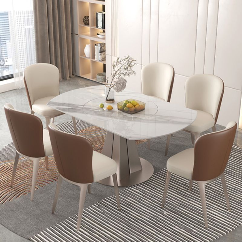 Modern Round Sintered Stone Table Set 1/4/5/7/9 Pieces Dining Set Clearhalo 'Dining Room Sets' 'Dining Tables & Seating' 'dining_room_set' 'furn' 'furn_dining_room_set' 'Furniture' 'Kitchen & Dining Furniture' 1200x1200_dda21c38-9fcd-4209-9398-0a0d8b2f8660