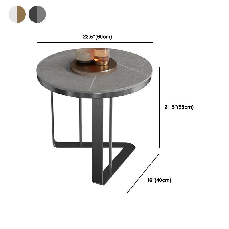 19.6"/21.6" Modern Round Slate Top Side Table Metal Abstract End Table