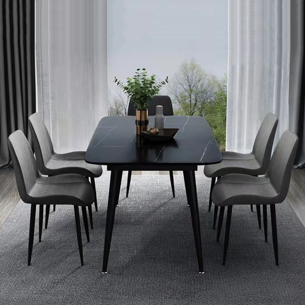 Modern Dining Table with Solid Back Chairs 1/4/6/7 Pieces Dinette Set Clearhalo 'Dining Room Sets' 'Dining Tables & Seating' 'dining_room_set' 'furn' 'furn_dining_room_set' 'Furniture' 'Kitchen & Dining Furniture' 1200x1200_dda41b5b-25dc-4602-bdf1-f7c9ede12af9