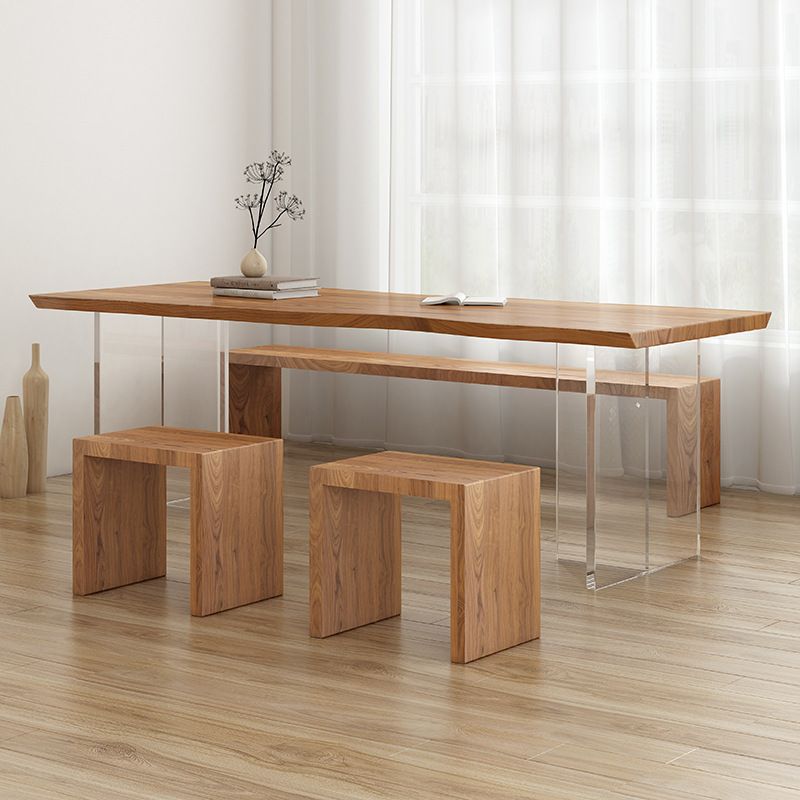 Table en bois massif contemporain pour table rectangle de restaurant avec base acrylique