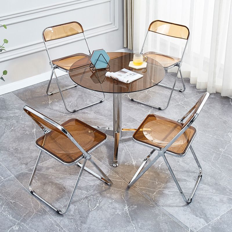 Glass Top Dining Table Modern Dining Table with Pedestal Base Clearhalo 'Dining Tables & Seating' 'Dining Tables' 'dining_table' 'Furniture' 'furniture_dining_table' 'Kitchen & Dining Furniture' 'kitchen' 'kitchen_dining_table' 1200x1200_dda82a6a-3dc0-4db9-bb03-5b8876395ecc