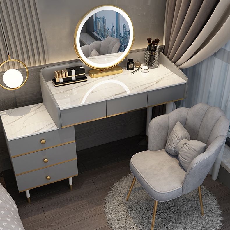 Tavolo da toeletta da toeletta per specchio a specchio accontentato per trucco regolabile con cassetti