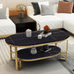 Table basse rectangulaire en ardoise, table basse abstraite avec étagère