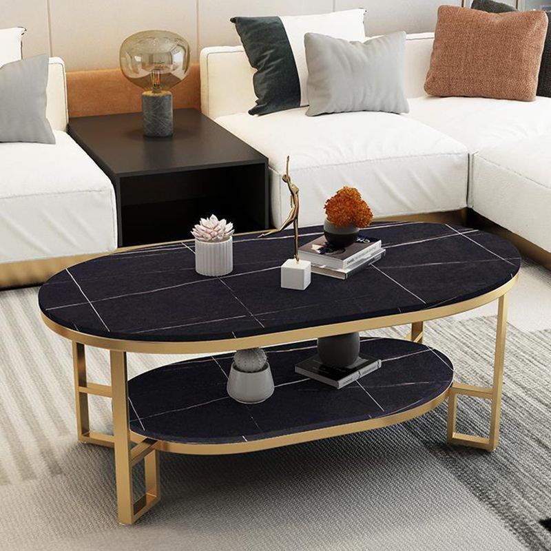 Table basse rectangulaire en ardoise, table basse abstraite avec étagère