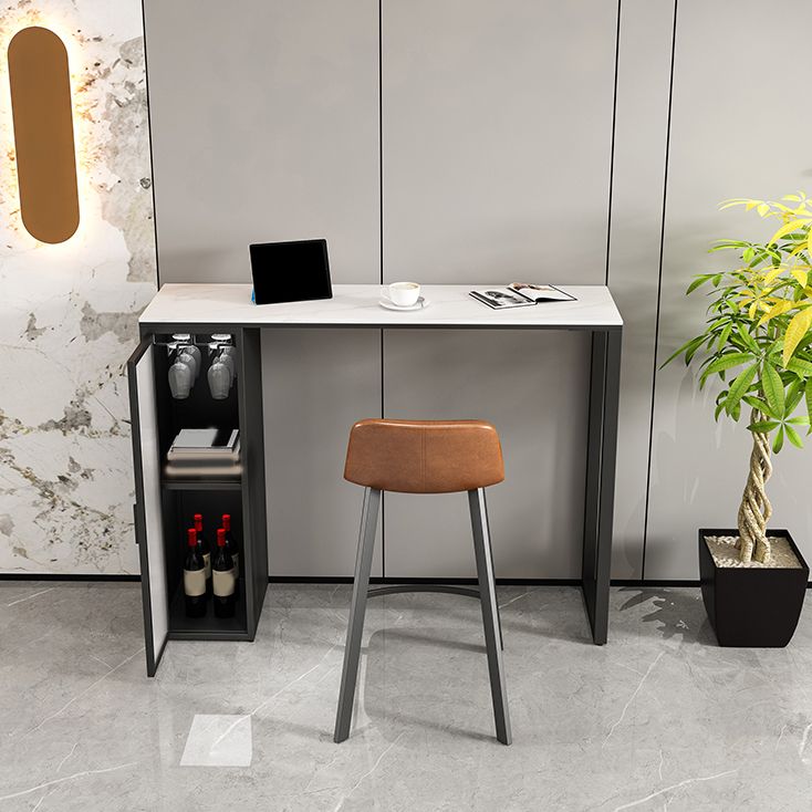 Set tavolo da bar moderno Tavolo da bar rettangolare in pietra da 1/2/3 pezzi con sgabelli imbottiti