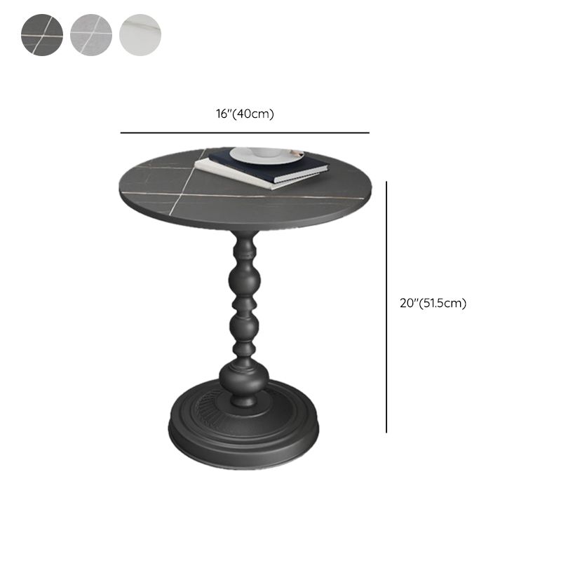 Mesa de esquina de pedestal moderna mesa lateral de pizarra redonda para sala de estar