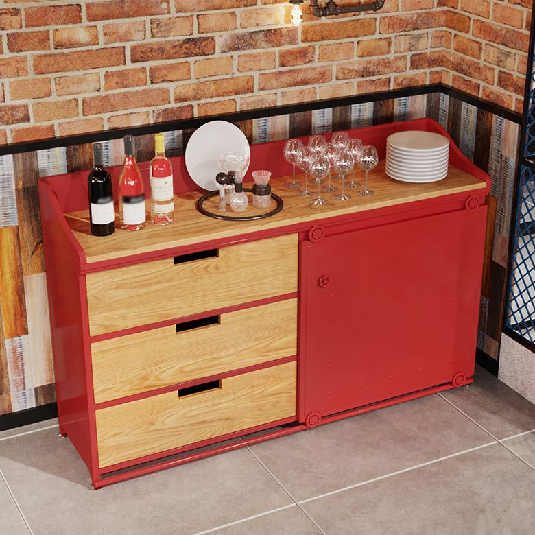 Dining Room Glam Style Sideboard Wood Drawer Iron Sliding Doors Cupboard Clearhalo 'buffet_sideboard' 'Buffets & Sideboards' 'furn' 'furn_buffet_sideboard' 'Furniture' 'furniture_buffet_sideboard' 'Kitchen & Dining Furniture' 1200x1200_ddb051ee-af57-4b9f-b69a-033282426083