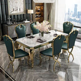 Rectangle Shape Luxury Style Dining Table Marble Fixed Table for Kitchen Clearhalo ' dining_table' 'Dining Tables & Seating' 'Dining Tables' 'furn' 'furn_dining_table' 'Furniture' 'furniture_dining_table' 'Kitchen & Dining Furniture' 'kitchen&dining_furn' 'kitchen' 'kitchen_dining_table' 1200x1200_ddb14d40-7497-4b6a-a7ae-ce716df561d2