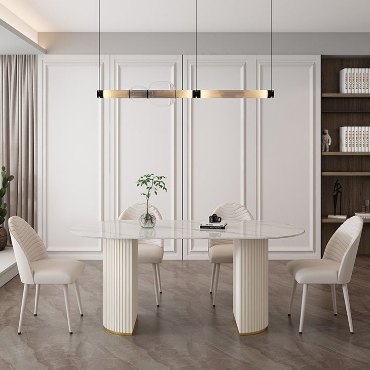 Stone Top Dining Table Traditional Luxury Table with Sled Base in White Clearhalo ' dining_table' 'Dining Tables & Seating' 'Dining Tables' 'furn' 'furn_dining_table' 'Furniture' 'furniture_dining_table' 'Kitchen & Dining Furniture' 'kitchen&dining_furn' 'kitchen' 'kitchen_dining_table' 1200x1200_ddb1972c-c07a-4e1e-a291-ae4393ea7bde
