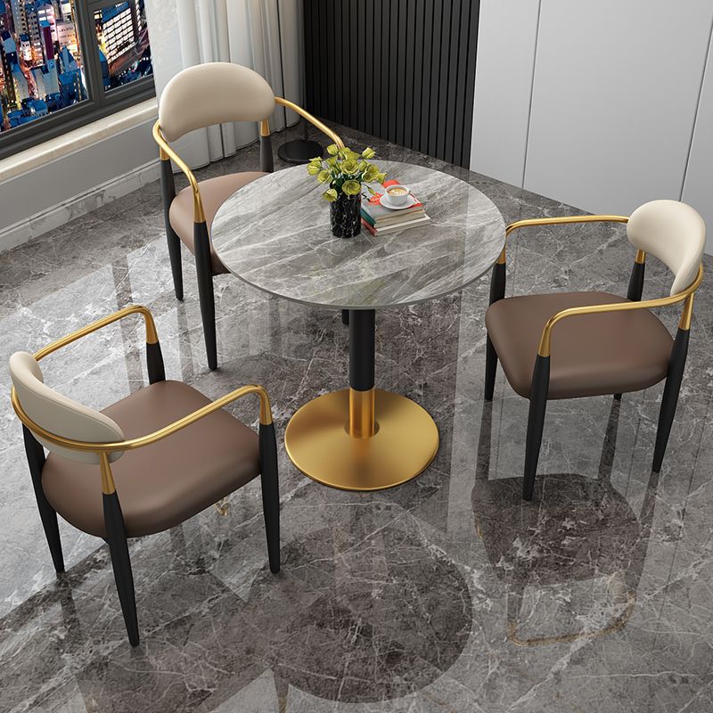 Mesa de comedor redonda Escritorio con base de pedestal de lujo de piedra sinterizada