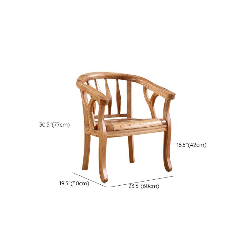 Indoor Dining Arm Chair Solid Wood Frame Dining Chair in Brown