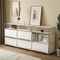 Contemporary Metal Sideboard with Drawers White Dining Buffet for Living Room Clearhalo 'buffet_sideboard' 'Buffets & Sideboards' 'furn' 'furn_buffet_sideboard' 'Furniture' 'Kitchen & Dining Furniture' 1200x1200_ddbb1bec-75dc-4838-a7d4-81d32ae8be59
