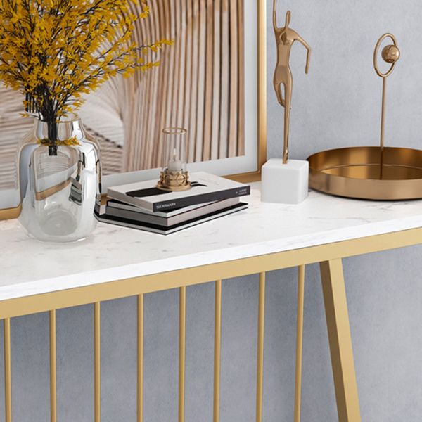31.5" Tall Hall Console Table Marble Glam Accent Table with Abstract Base