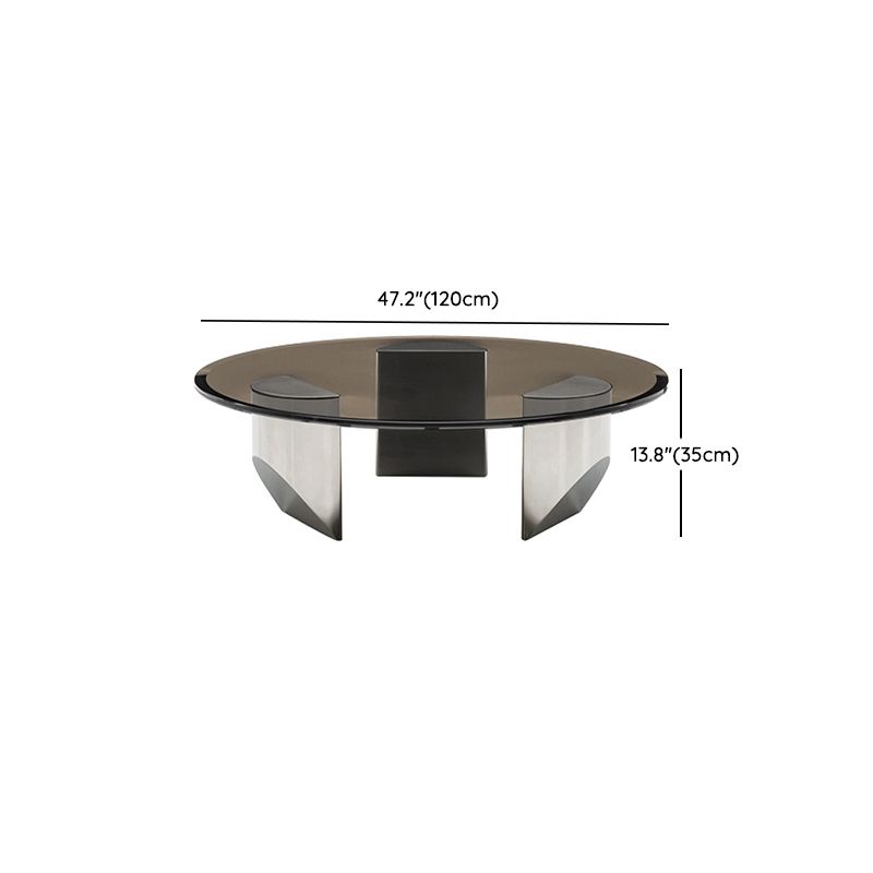 Black Glass Top Coffee Table Modern Round 3 Legs Cocktail Table Clearhalo 'Coffee & Accent Tables' 'Coffee Tables' 'coffee_tables' 'furn' 'furn_coffee_tables' 'Furniture' 'Living Room Furniture' 1200x1200_ddbca107-799d-4be3-b8c6-189f868b79ce