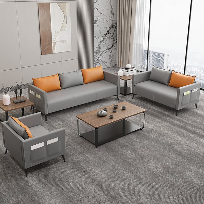 Leather Grey Sofa Stationary Square Arm Seating for Living Room Clearhalo 'furn' 'furn_sofas' 'Furniture' 'Living Room Furniture' 'Sofa' 'sofas' 1200x1200_ddbe4477-b11d-455c-9846-ca9d1aa087f4