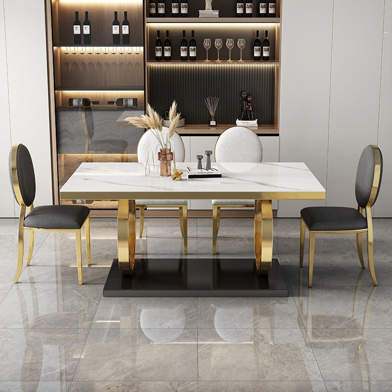 Glam Style Dinner Table Rectangle Stone Dining Room Table for Kitchen Clearhalo 'Dining Tables & Seating' 'Dining Tables' 'dining_table' 'furn' 'furn_dining_table' 'Furniture' 'Kitchen & Dining Furniture' 1200x1200_ddbeb20e-4a9a-46b7-a9c5-256bad99ae64
