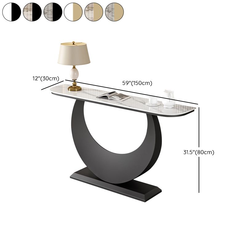 Stone Half Moon Accent Table 1-shelf 11.81" Wide Console Table for Hall Clearhalo 'Console Tables' 'console_tables' 'Entry & Mudroom Furniture' 'furn' 'furn_console_tables' 'Furniture' 1200x1200_ddbef75d-d870-44eb-9e73-41e697a28152