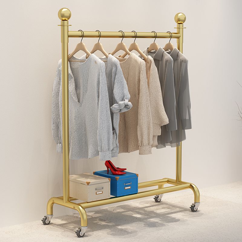 Rack de manteau contemporain métal rail suspendu étagère inférieure et crochets