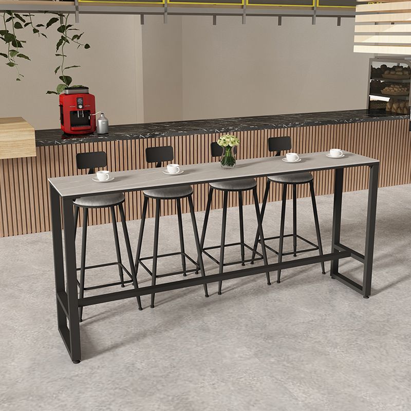 Rechteckiges Bartisch-Set, 1/5-teilig, moderner Bartisch mit Eisenrahmen und gepolsterte Hocker