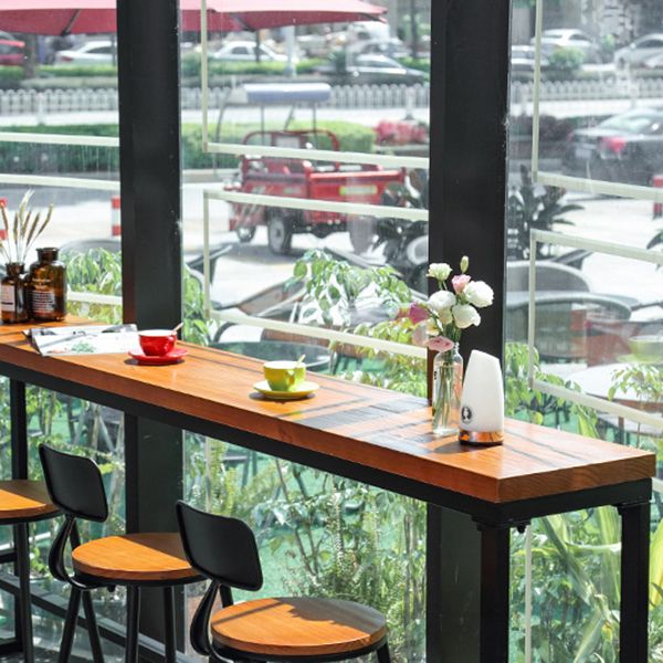 Tavolo da pub in legno massiccio moderno tavolo da barretta barra del rettangolo moderno in marrone