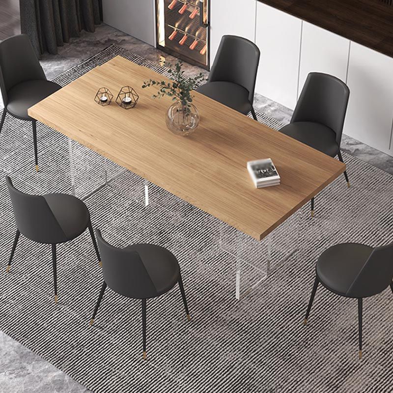 Contemporary Natural Wood Table Home Rectangle Dining Table with Double Pedestal Clearhalo 'Dining Tables & Seating' 'Dining Tables' 'dining_table' 'furn' 'furn_dining_table' 'Furniture' 'furniture_dining_table' 'Kitchen & Dining Furniture' 'kitchen' 'kitchen_dining_table' 1200x1200_ddc31784-31fd-4da5-84b6-3a606c1f80b5