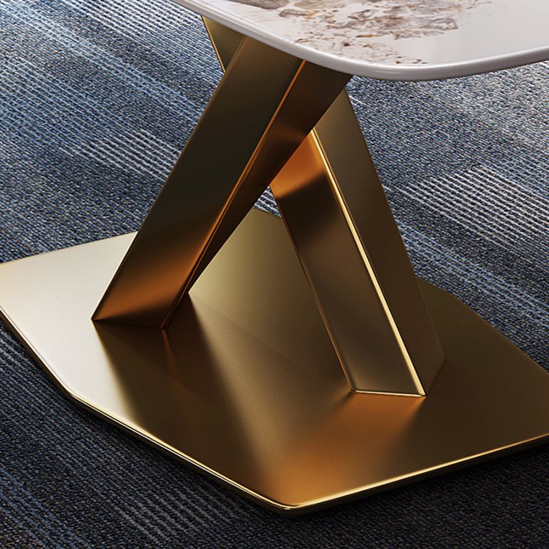 Juego de comedor glamoroso 1/2/5/7 PCS Mesa de piedra sinterizada dorada con sillas laterales de ala