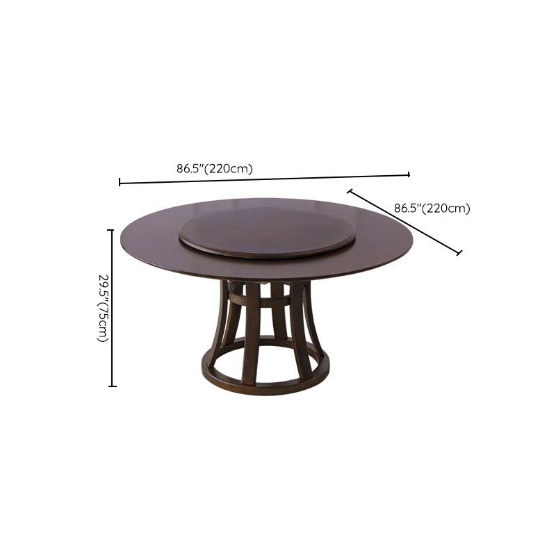 Solid Wood Pedestal Table Convertible Dining Table for Kitchen Clearhalo 'Dining Tables & Seating' 'Dining Tables' 'dining_table' 'furn' 'furn_dining_table' 'Furniture' 'Kitchen & Dining Furniture' 1200x1200_ddc37b55-c482-4341-bb58-4fd4af1f00a5