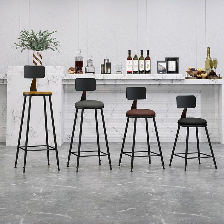 Industrial Coffee Shop Footrest Stool Matte Finish Iron Bar Stool Clearhalo 'Bar Furniture' 'Bar Stools' 'bar_stools' 'furn' 'furn_bar_stools' 'Furniture' 'furniture_bar_stools' 'Kitchen & Dining Furniture' 1200x1200_ddc4bca8-4318-44e1-8b2e-633cbddfda56