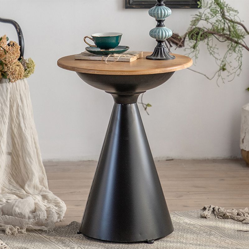 Round Solid Wood Top Coffee Table Iron Pedestal Cocktail Table Clearhalo 'Coffee & Accent Tables' 'Coffee Tables' 'coffee_tables' 'furn' 'furn_coffee_tables' 'Furniture' 'Living Room Furniture' 1200x1200_ddc4d21c-762e-4e4a-a568-fe440ddfe79d