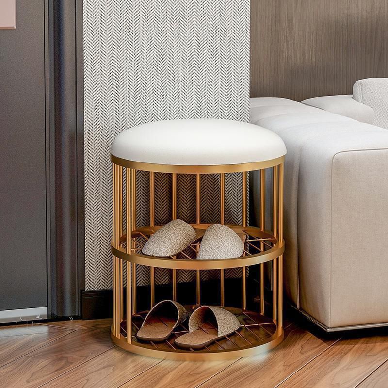 Glam Cylinder Shape Pouf Chair Plain Velvet with Bottom Rack Storage Pouf Clearhalo 'furn' 'furn_ottomans_poufs' 'Furniture' 'Living Room Furniture' 'Ottomans & Poufs' 'ottomans_poufs' 1200x1200_ddc4fe55-2469-4657-8462-e78d05d8f2b3